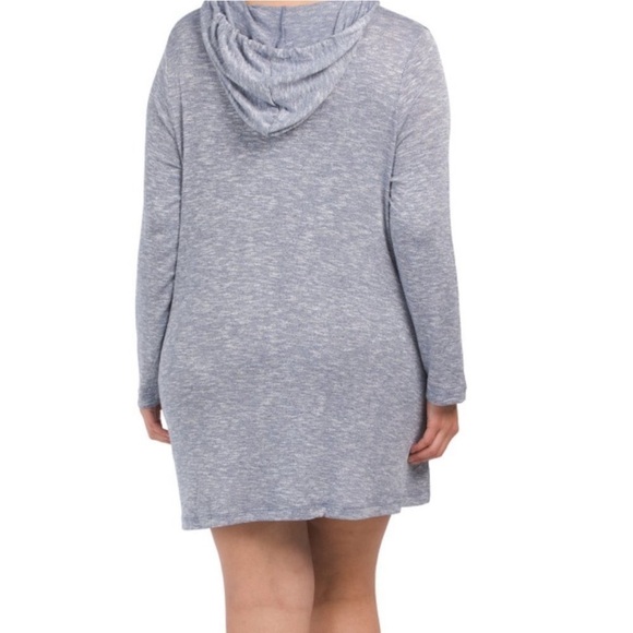 LA BLANCA Indigo Beach Sweater Hoodie swimsuit cover up gray plus size 2X NWT - Picture 9 of 10